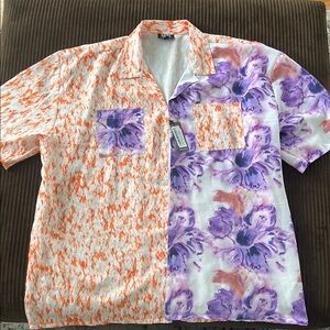 Men's Orange and Purple Floral Shirt